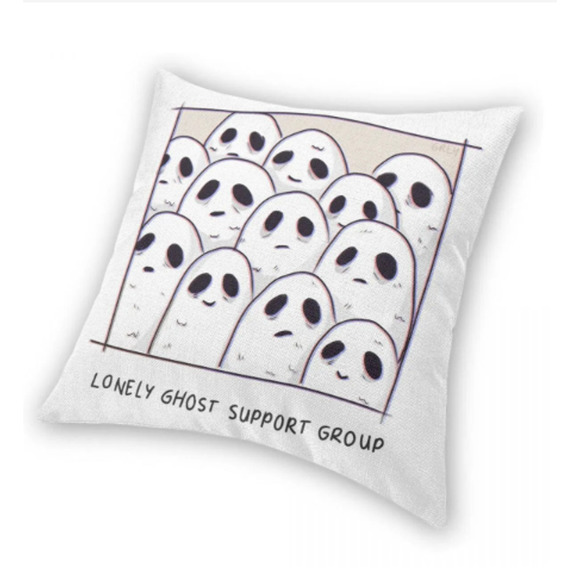 Lonely Ghost Support Group Throw Pillow  - Insert Included! - Picture 5 of 6